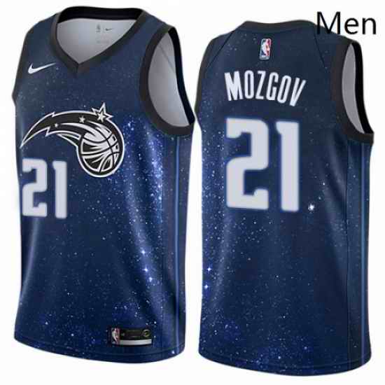Mens Nike Orlando Magic 21 Timofey Mozgov Swingman Blue NBA Jersey City Edition